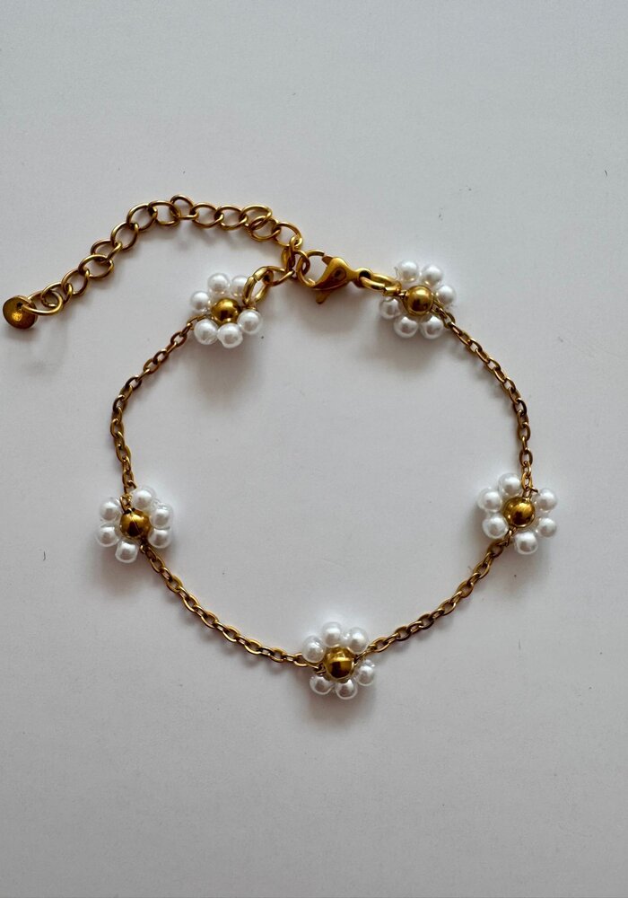 ByMelo Armband Flower wit