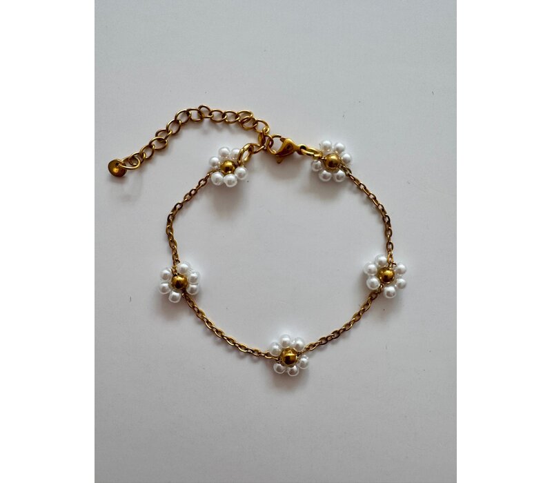 ByMelo Armband Flower wit