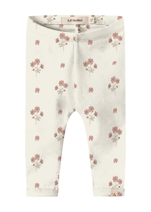 Lil' Atelier Lil' Atelier NBFLAYO SIN SLIM LEGGINGS LIL Coconut Milk FLOWER PINK