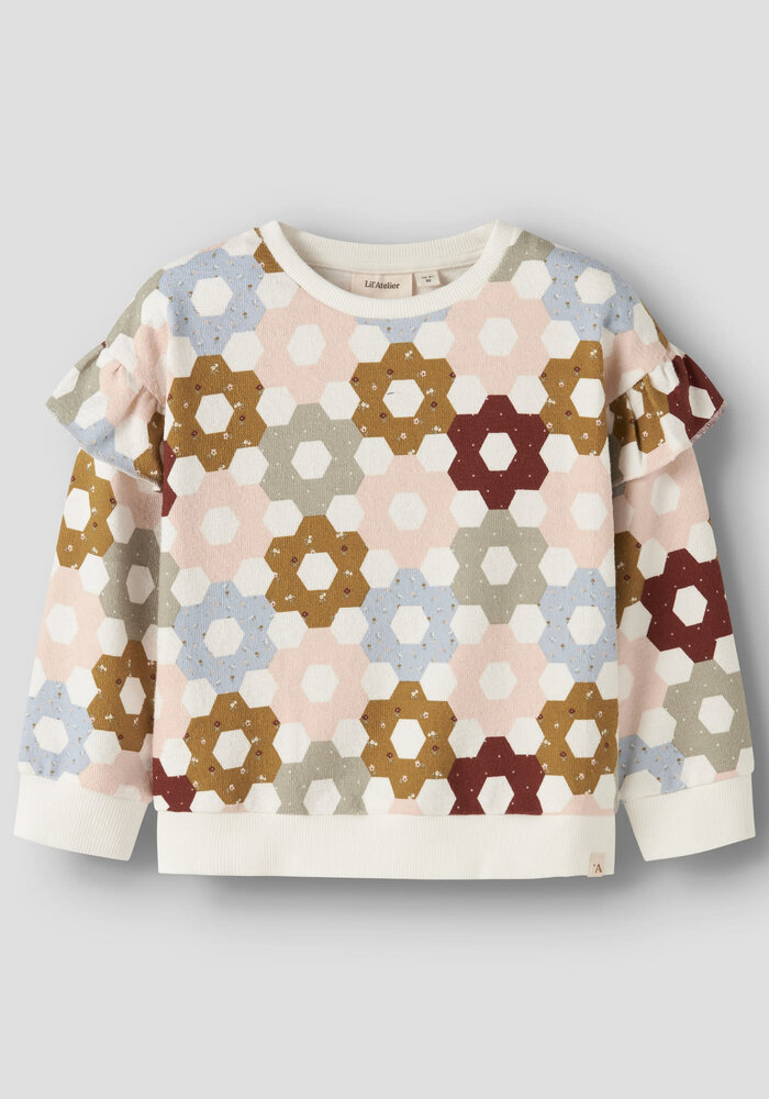 Lil' Atelier NMFDIAS LS LOOSE SWEAT LIL Coconut Milk PATCHES