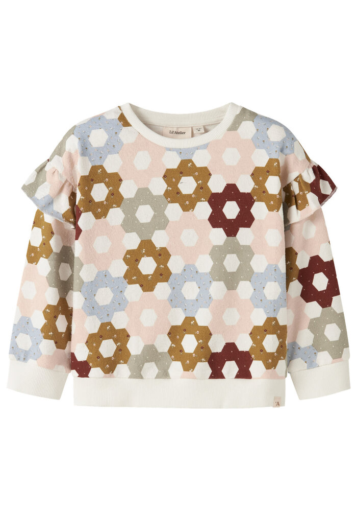 Lil' Atelier NMFDIAS LS LOOSE SWEAT LIL Coconut Milk PATCHES