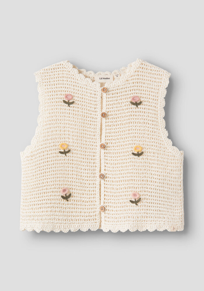 Lil' Atelier NMFFLORA KNIT VEST LIL Coconut Milk