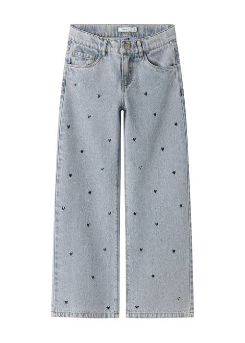 Name it Name It NKFROSE WIDE HEART STUDS JEANS 2021-ZA D Light Blue Denim