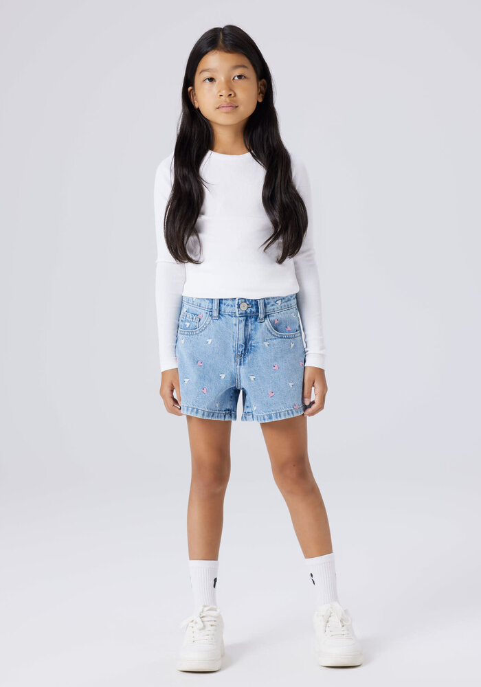 Name It NKFBELLA REG DNM SHORTS 3674-BE NOOS Light Blue Denim MULTI HEART