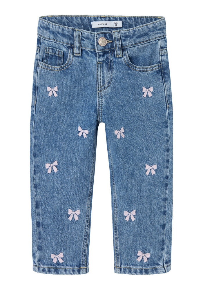 Name It NMFBELLA MOM EMB JEANS 3285-BE NOOS Medium Blue Denim BOWS