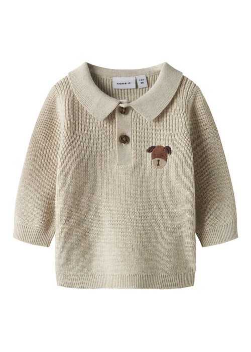 Name it Name It NBMTANT LS KNIT POLO Peyote Melange