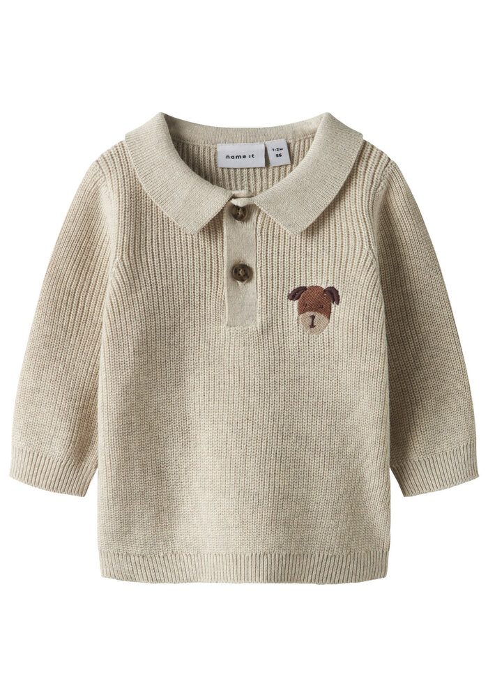 Name It NBMTANT LS KNIT POLO Peyote Melange