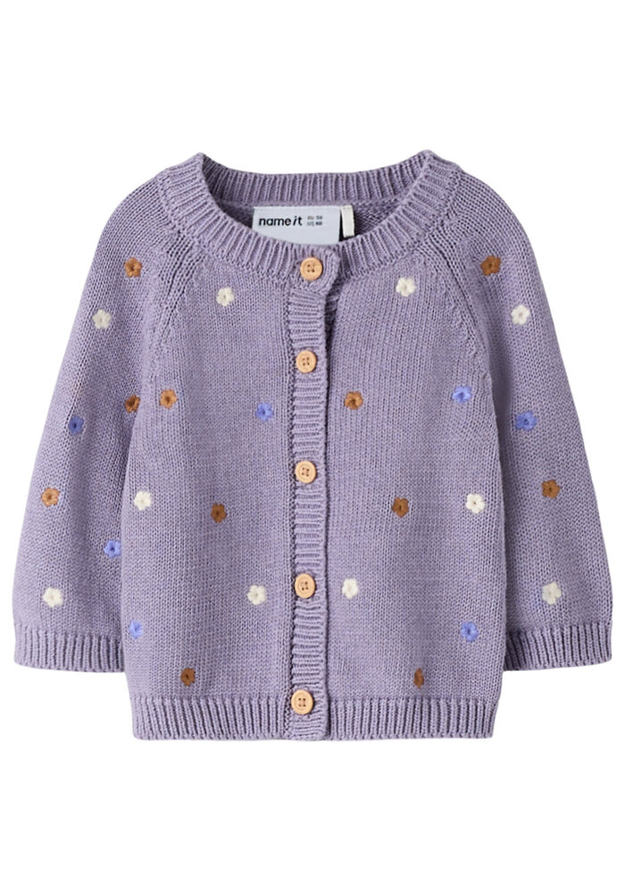 Name It NBFTIFLOW LS KNIT CARD Lavender Gray