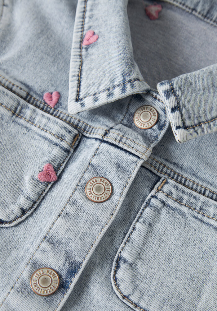 Name It NMFELISA DNM EMB JACKET 2633-FR T Light Blue Bleached Denim