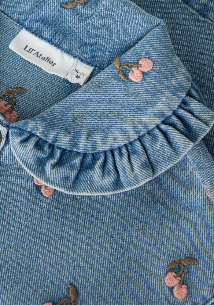 Lil' Atelier NMFDEVA LOOSE DNM EMB JACKET 2024-ES LIL Medium Blue Denim CHERRY