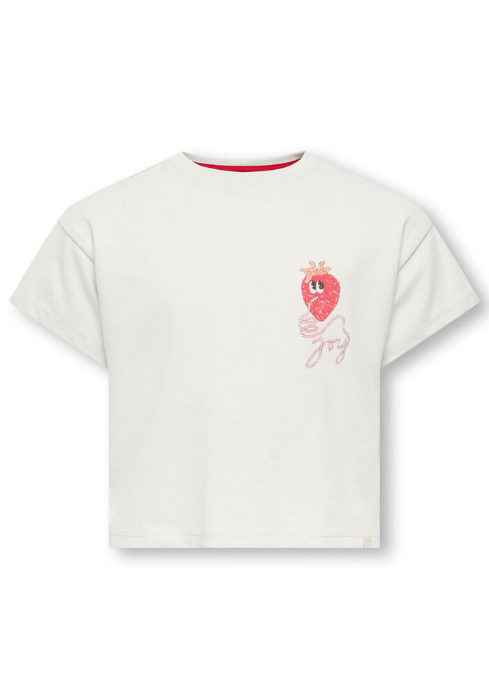 Only Kids KMGBELINDA LIFE SS REG PRINTED TEE JRS Cloud Dancer Joy