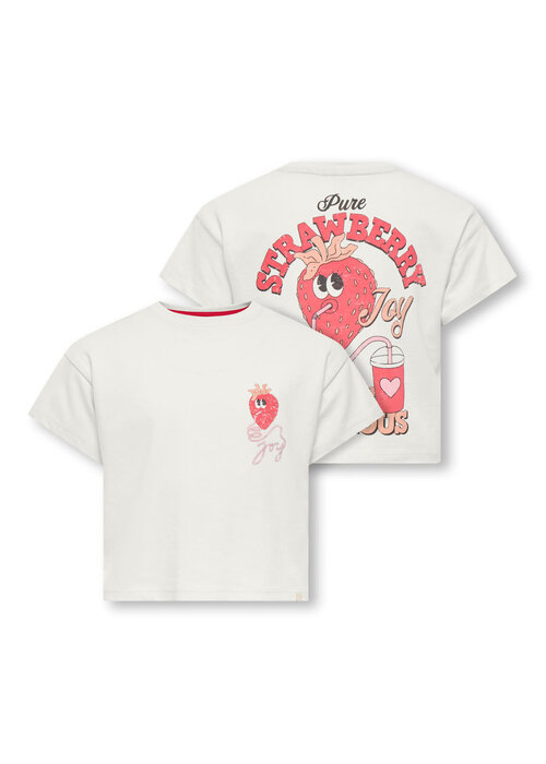 Only Kids Only Kids KMGBELINDA LIFE SS REG PRINTED TEE JRS Cloud Dancer Joy