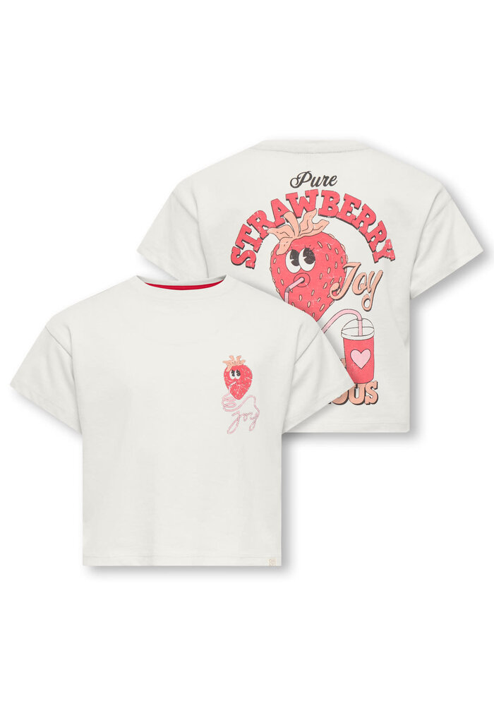 Only Kids KMGBELINDA LIFE SS REG PRINTED TEE JRS Cloud Dancer Joy