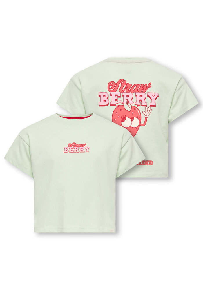 Only Kids KMGBELINDA LIFE SS REG PRINTED TEE JRS Green Lily Strawberry