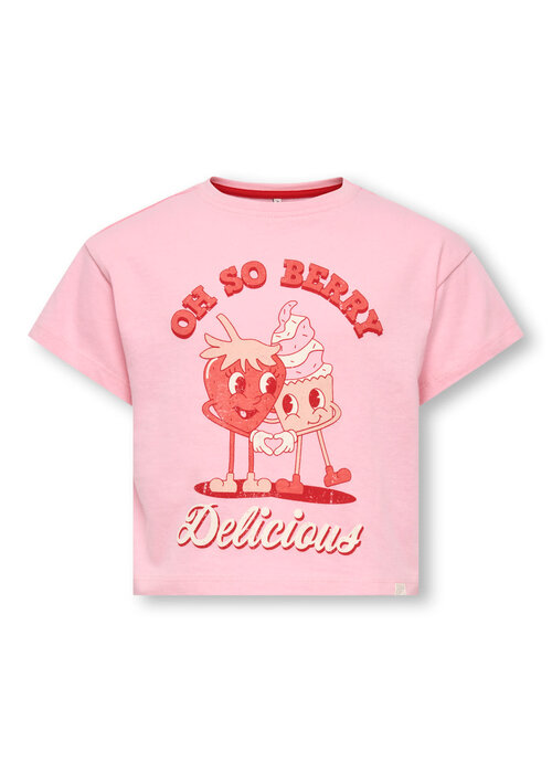 Only Kids Only Kids KMGBELINDA LIFE SS REG PRINTED TEE JRS Romance Rose Delicious