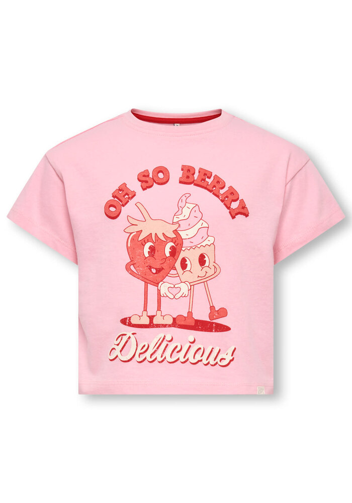 Only Kids KMGBELINDA LIFE SS REG PRINTED TEE JRS Romance Rose Delicious