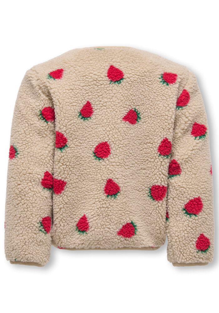Only Kids KMGHOKY L/S TEDDY JACKET OTW NOOS Silver Mink Strawberry/Lining Barbados Cherry
