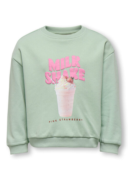 Only Kids Only Kids KMGSINA LS LOOSE PRINTED O-NECK UB SWT Aqua Foam Milkshake