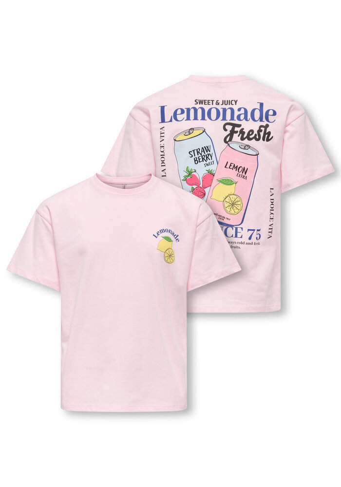 Only Kids KOGCANA LIFE SS LOOSE PRINTED TOP JRS Barely Pink Lemonade