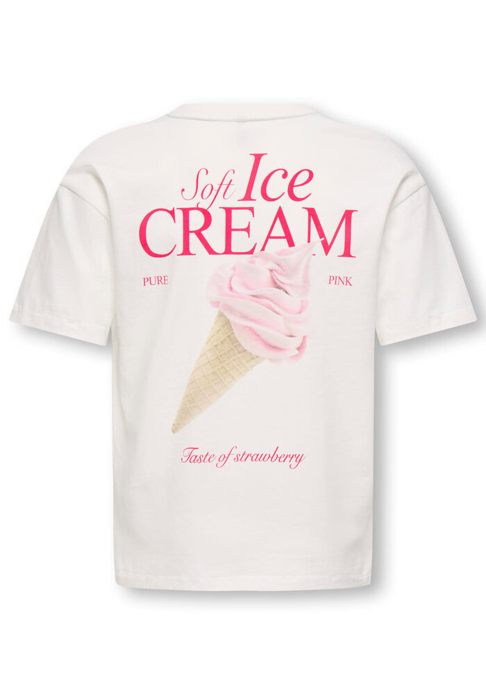 Only Kids KOGHELEN LIFE S/S LOOSE TEE JRS NOOS Cloud Dancer Icecream
