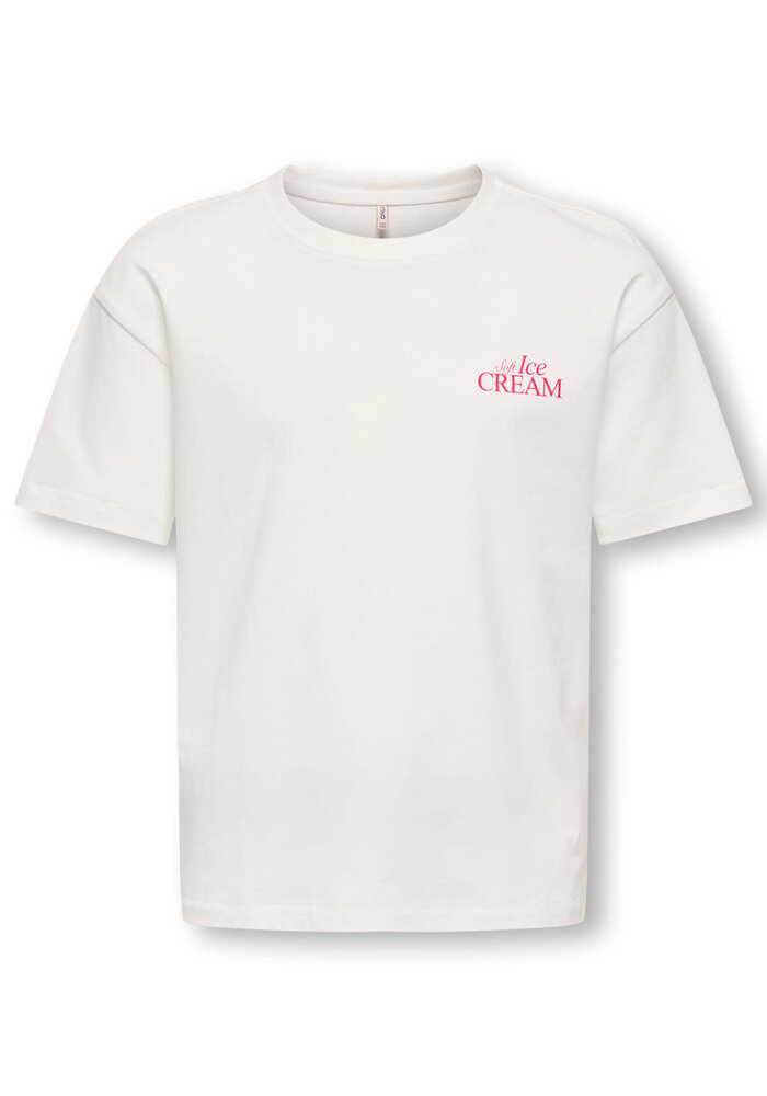 Only Kids KOGHELEN LIFE S/S LOOSE TEE JRS NOOS Cloud Dancer Icecream
