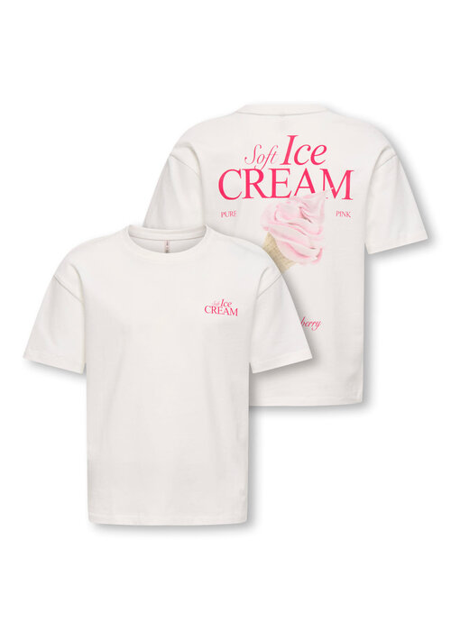 Only Kids Only Kids KOGHELEN LIFE S/S LOOSE TEE JRS NOOS Cloud Dancer Icecream