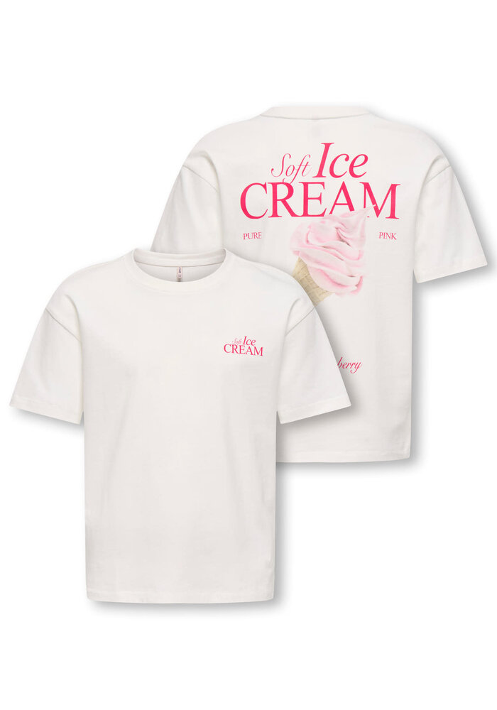 Only Kids KOGHELEN LIFE S/S LOOSE TEE JRS NOOS Cloud Dancer Icecream