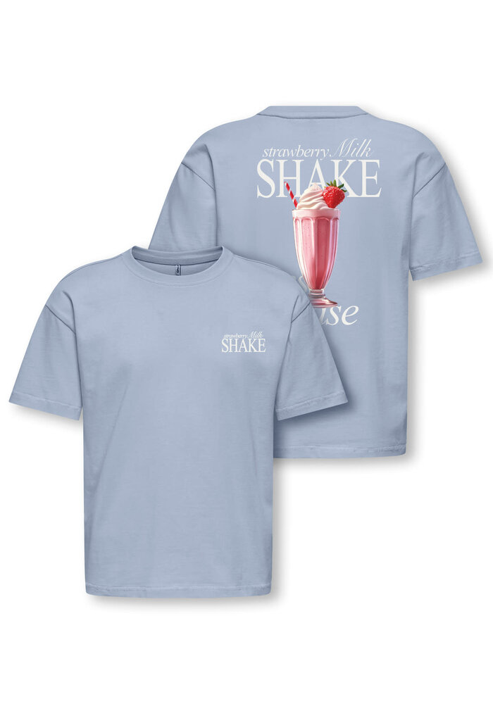 Only Kids KOGHELEN LIFE S/S LOOSE TEE JRS NOOS Soft Chambray Milkshake