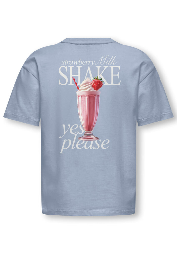 Only Kids KOGHELEN LIFE S/S LOOSE TEE JRS NOOS Soft Chambray Milkshake