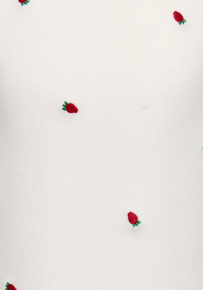 Only Kids KOGJILLY EMB WASHED TANK TOP JRS Cloud Dancer Berry AOP/EMB