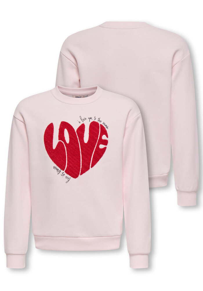 Only Kids KOGLOVELY LIFE LS BOXY PRINTED SWT Barely Pink Love