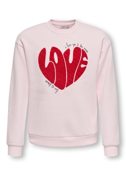 Only Kids Only Kids KOGLOVELY LIFE LS BOXY PRINTED SWT Barely Pink Love