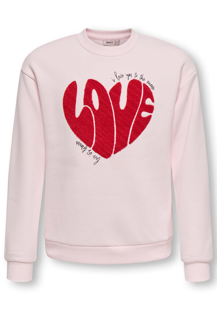 Only Kids KOGLOVELY LIFE LS BOXY PRINTED SWT Barely Pink Love