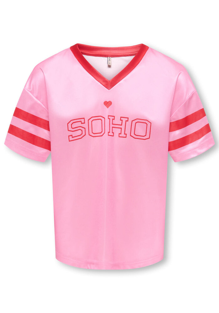 Only Kids KOGLULU S/S V-NECK SPORTY TOP CS JRS Begonia Pink Mars Red SOHO/23