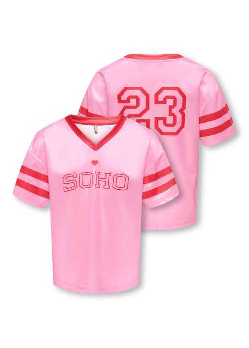 Only Kids Only Kids KOGLULU S/S V-NECK SPORTY TOP CS JRS Begonia Pink Mars Red SOHO/23