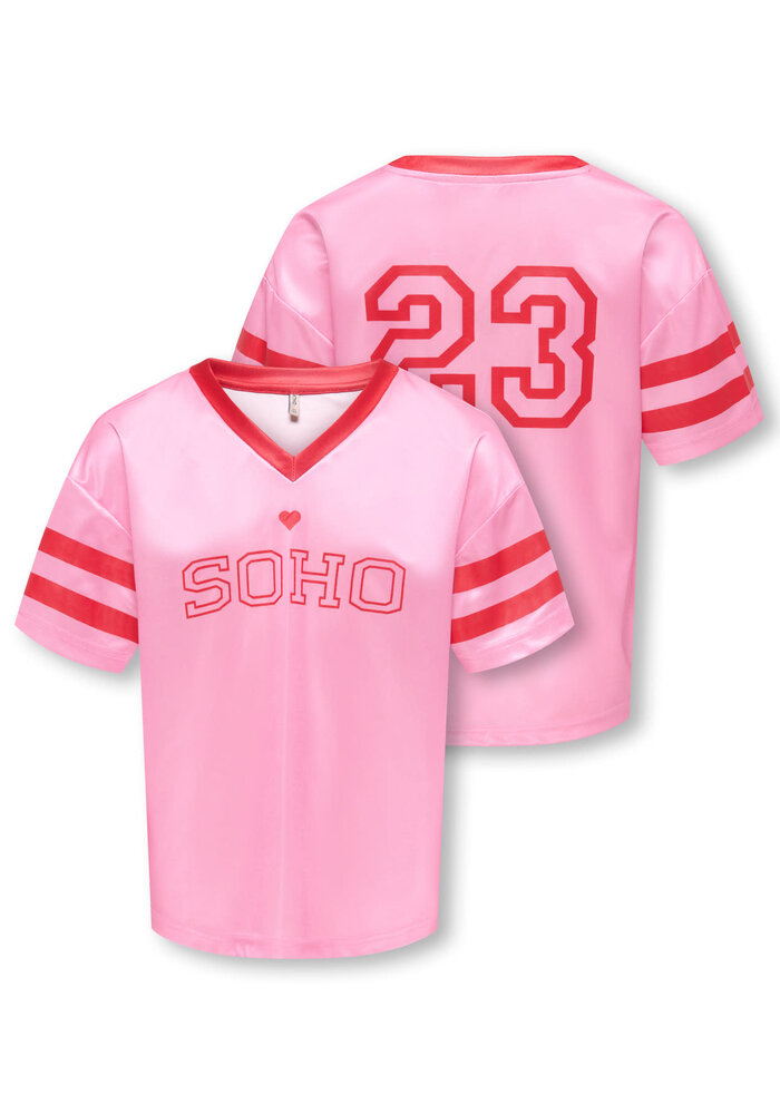 Only Kids KOGLULU S/S V-NECK SPORTY TOP CS JRS Begonia Pink Mars Red SOHO/23