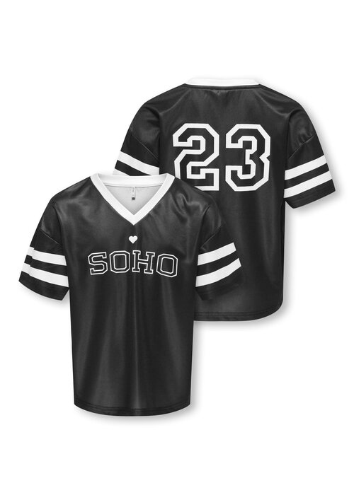 Only Kids Only Kids KOGLULU S/S V-NECK SPORTY TOP CS JRS Black White SOHO/23