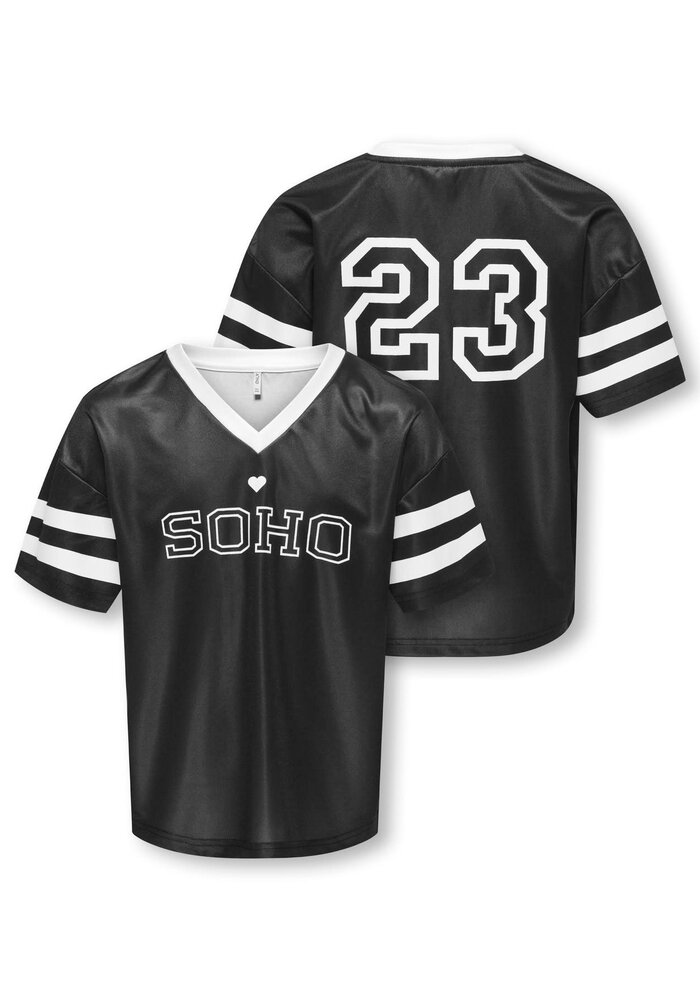 Only Kids KOGLULU S/S V-NECK SPORTY TOP CS JRS Black White SOHO/23