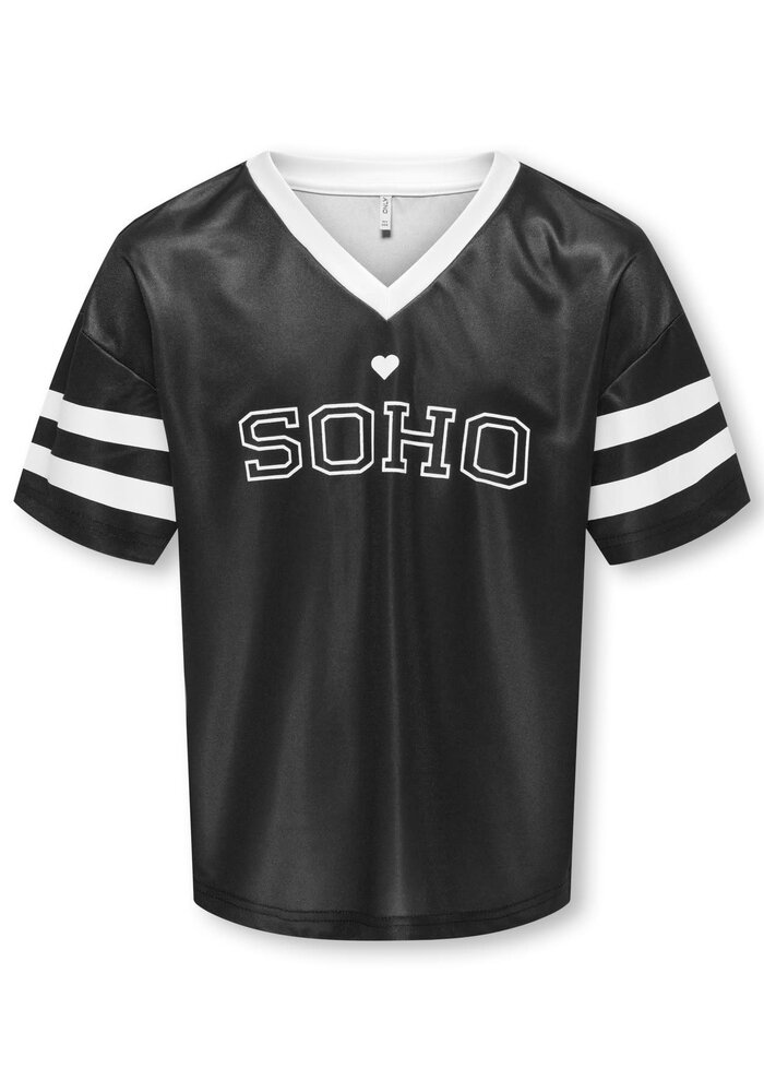 Only Kids KOGLULU S/S V-NECK SPORTY TOP CS JRS Black White SOHO/23