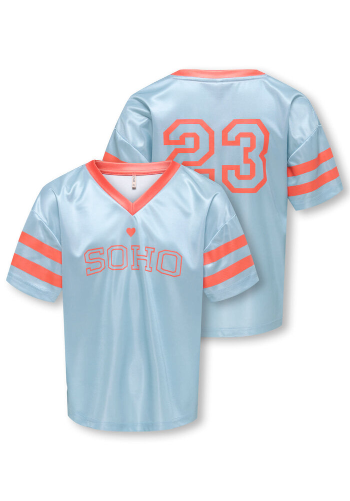 Only Kids KOGLULU S/S V-NECK SPORTY TOP CS JRS Soft Chambray Tiger LilySOHO/23