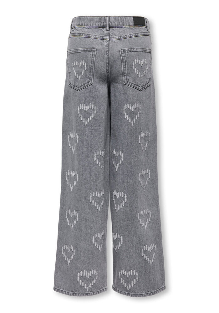 Only Kids KOGLUMI HW WIDE DNM PIM990 Light Grey Denim HEARTS
