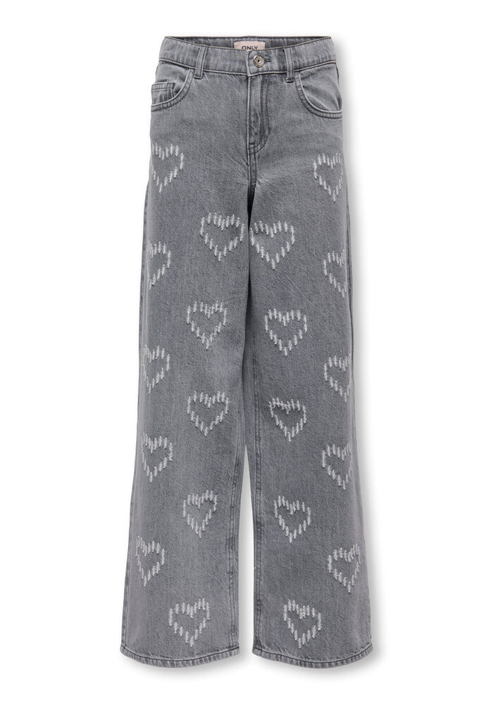 Only Kids KOGLUMI HW WIDE DNM PIM990 Light Grey Denim HEARTS