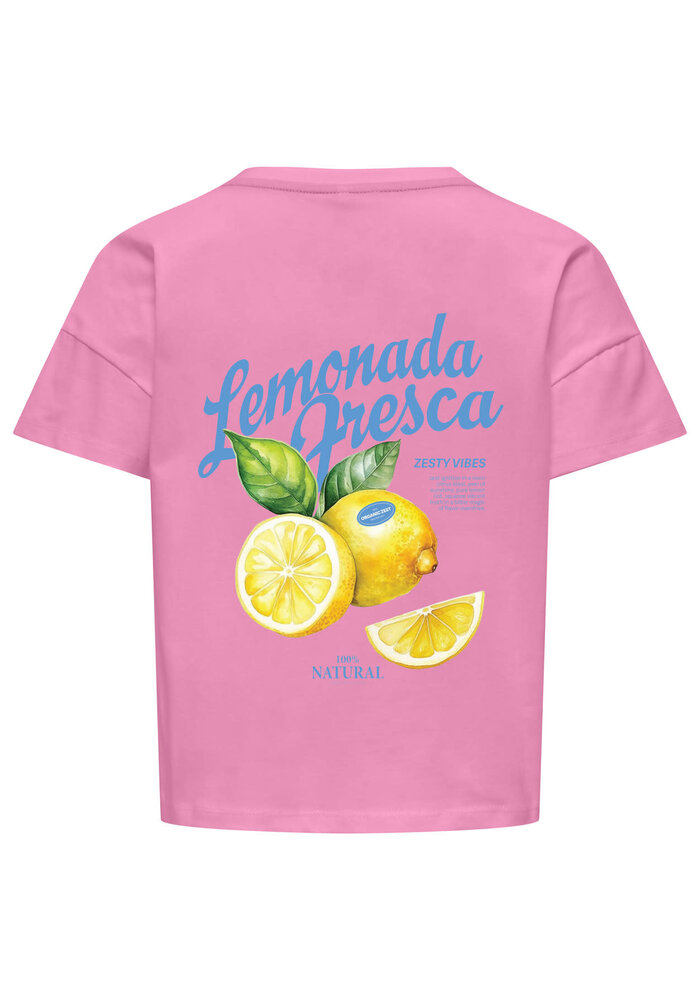 Only Kids KOGMELLIE LIFE S/S LOOSE PRINT TOP JRS Begonia Pink Lemon