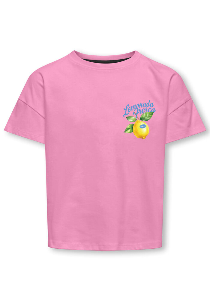 Only Kids KOGMELLIE LIFE S/S LOOSE PRINT TOP JRS Begonia Pink Lemon