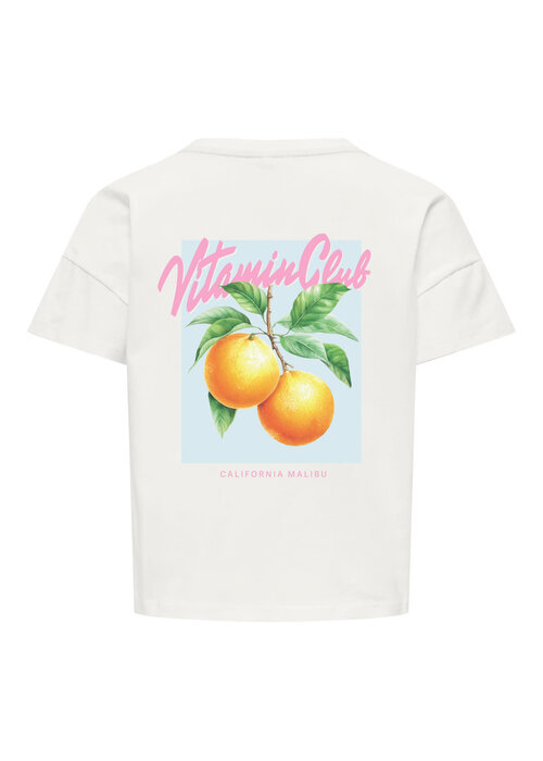 Only Kids Only Kids KOGMELLIE LIFE S/S LOOSE PRINT TOP JRS Cloud Dancer Orange