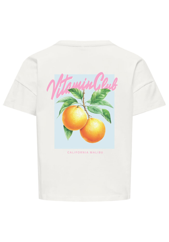 Only Kids KOGMELLIE LIFE S/S LOOSE PRINT TOP JRS Cloud Dancer Orange