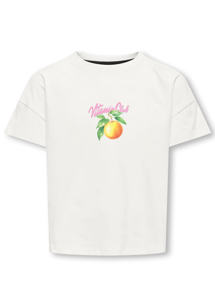 Only Kids KOGMELLIE LIFE S/S LOOSE PRINT TOP JRS Cloud Dancer Orange