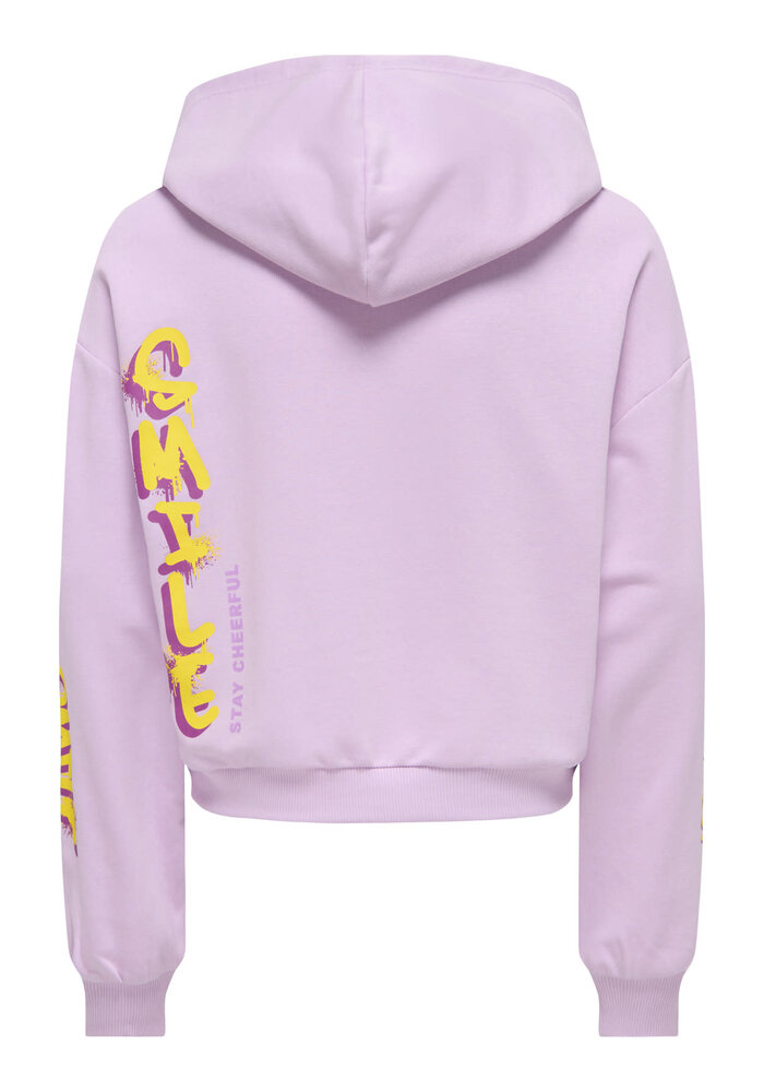 Only Kids KOGSMILE LIFE L/S HOOD UB SWT NOOS Orchid Bloom Cheerful