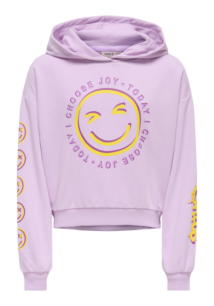 Only Kids KOGSMILE LIFE L/S HOOD UB SWT NOOS Orchid Bloom Cheerful