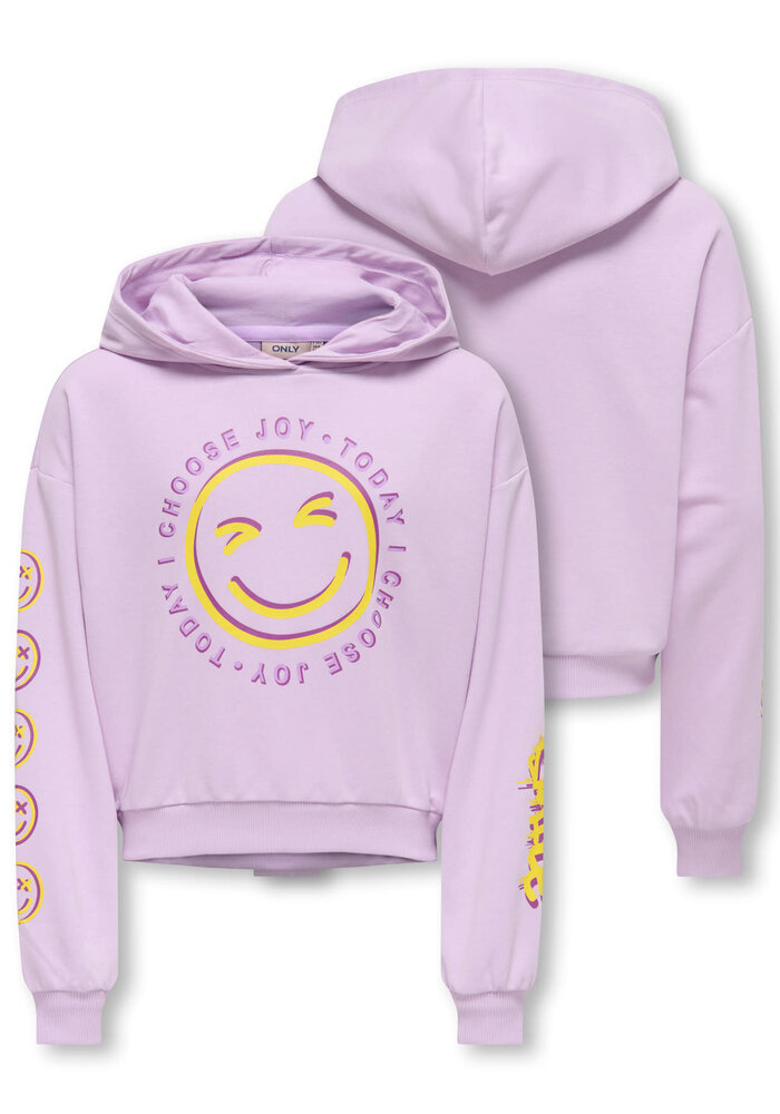 Only Kids KOGSMILE LIFE L/S HOOD UB SWT NOOS Orchid Bloom Cheerful